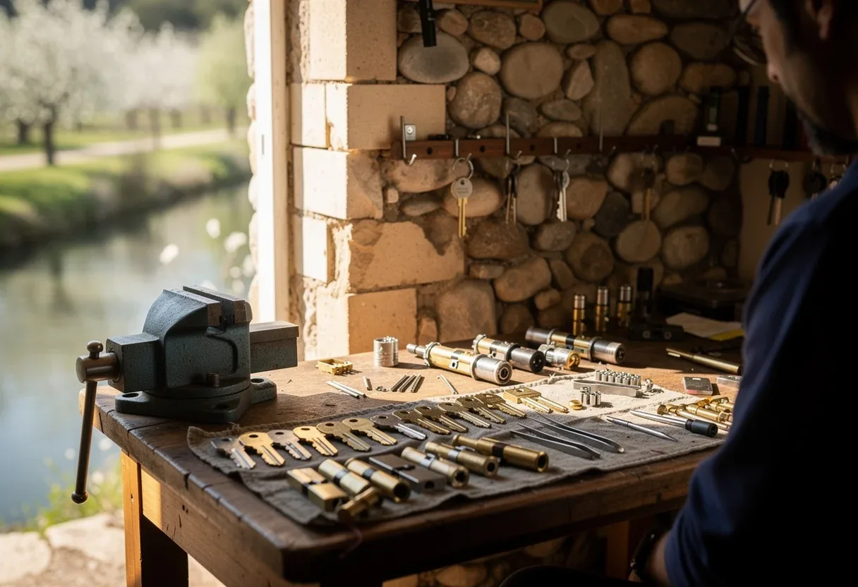 L'établi de l'atelier du serrurier de Ille-sur-Têt